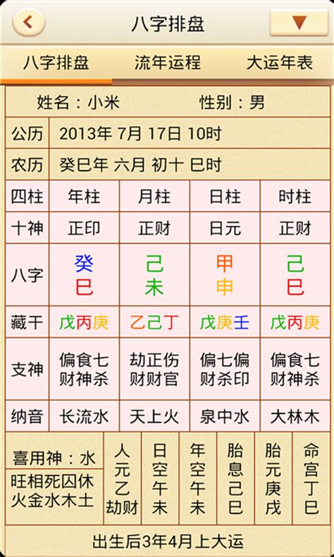 四柱八字排盘程式|四柱八字